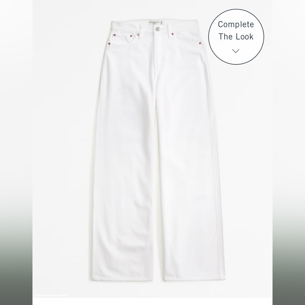Abercrombie Women's High Rise Wide Leg Jean Size 28 White